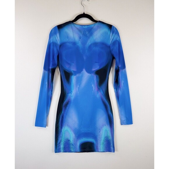 White Fox Boutique Womens Dress Blue Milky Way Soulmate Mini Bodycon Y2K Small - Picture 3 of 12